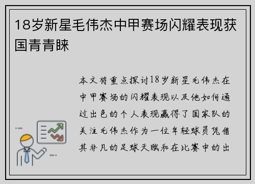 18岁新星毛伟杰中甲赛场闪耀表现获国青青睐
